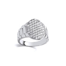 (D) Jewelco London Kids Sterling Silver Watch Strap Round Signet Ring - GVR25K