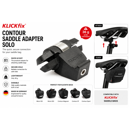 KLICKfix Contour Saddle Adapter Solo Bicycle Bag Mount 0217HS Black