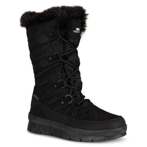 (4, Black) Trespass Womens Snow Boot Fleece Waterproof Evelyn