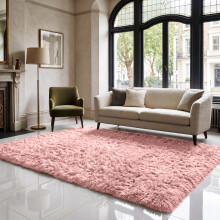 (160cm x 230cm OR 5ft 3" x 7ft 6"- Large Area Rug, Pink- Area Rug) Large Fluffy Shaggy Rugs Non-Slip Living Room Rug