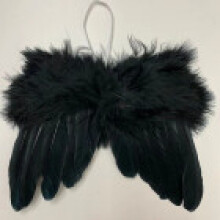 (Black, 5pcs-16X13cm) Angel Feather 110pcs Wings Vintage Chic Christmas Tree Decoration Hanging Xmas