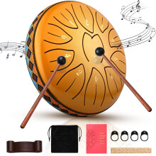 Steel Tongue Drum 6 Inch 11 Tone, Steel Drum Percussion Instrument with Drumsticks & Stand, Handpan Style Tongue Drum for Kids Adults Beginners Yoga