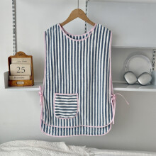 (Blue)Baby Bib Apron For Feeding And Spills With Coral Fleece Double Fabric Layer