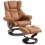 Faux Leather Reclining Chair and Footstool - Brown 1