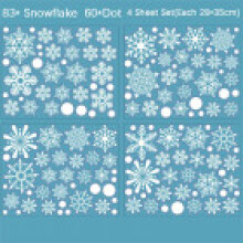 (4 Sheet Set(Each 28*35cm))Christmas Stickers Window Snowflake Decoration Xmas Decals Santa Claus Reindeer