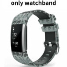 (Gray Camo)Pulseira de borracha de silicone de substituição para Fitbit Charge 2
