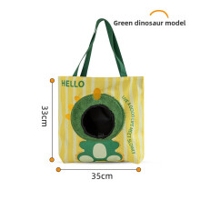 (Green Dinosaur)Haustier Reisetasche mit großer Kapazität und Cartoon Druck Design für Katzen kleine Hunde