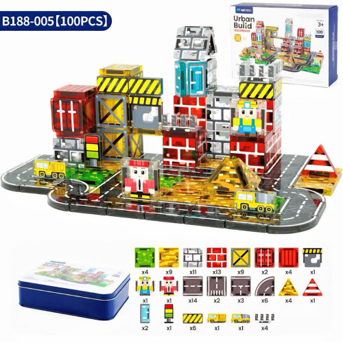 (Construction 100pcs)Castello delle Fiabe e Natale Puzzle Magnetico Set per Bambini Gioco Creativo