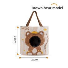 (Brown Bear)Pet Travel Bag With Large Capacity And Cartoon Print Design For Cats Small Dogs