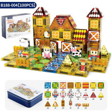 (Style24)Magnetic Toy Blocks With Animals And Castle Design For Childrens Imagination