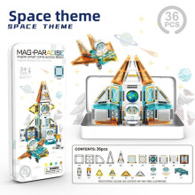 (Rocket 36pcs)Fairy Tale Castle And Christmas Magnetic Puzzle Set For Childrens Creative Play