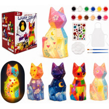 2026 Christmas Gift for kids,Paint Your Own Cat Lamp Kit, Arts and Crafts for Kids Age 6 7 8 9 10 11 12
