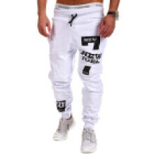 (White,2XL)Mens Tracksuit Sport Gym Slim Fit Skinny Jogging Joggers Sweat Trousers Pants