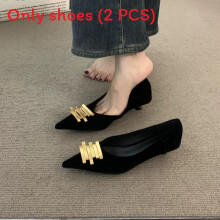 (37)Chaussures plates tendance à boucle en métal noir pour femme avec dessus en Pu et tête design pointue