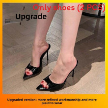 (Black,39)High Heel Hausschuhe mit Slipper Design und spitzem Design für Sommer Freizeit