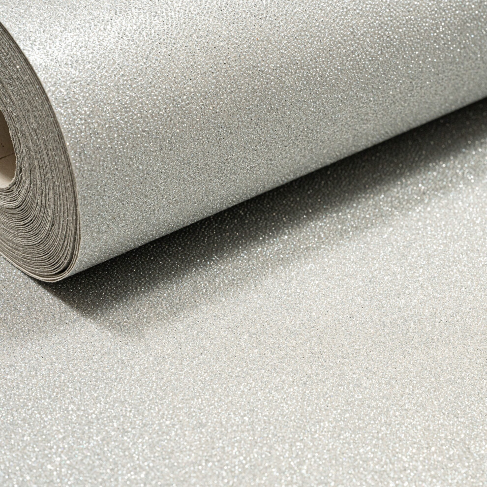 B&Q -  Plain Silver Glitter Wallpaper Textured Thick Vinyl Free Match Feature Wall - Image 3
