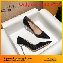 (Black,36)Chaussures à talons hauts femme couleur unie avec motif échelle et motif tête pointue