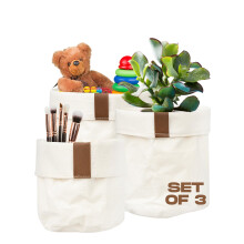 MOMO WAY Decorative Basket Bathroom Organiser Set of 3 Storage Boxes Fabric Baskets For Small Items As Towels and Cosmetics In 3 Sizes
