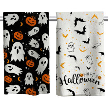 HINGTAI 2Pcs Halloween Kitchen Towels Halloween Hand Towels, 18x26 Inch Drying Cloth Towel Halloween Scary Hand Towels for Kitchen Home