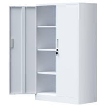 iJINGUR Metal Storage Cupboard with Locking Doors and 3 Adjustable Shelves, Lockable Steel Storage Cabinet for Home Office Garage Kitchen Pantry