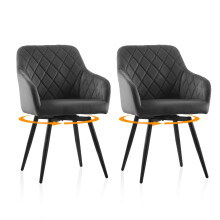 TUKAILAi Velvet Swivel Dining Chairs Set of 2 with Arms, for Dining Room