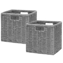 Vagusicc Wicker Storage Basket, Foldable Storage Cubes Organizer Bins, Handwoven Storage Baskets for Shelves Closet Wardrobe Bathroom