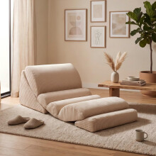 DAWNYIELD 3-in-1 Floor Sofa, Highâ‘Density Foam Bean Bag Chair, Off-white