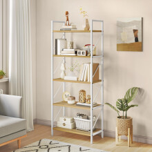 YITAHOME Bookshelf, 5 Tiers Bookcase Tall Book shelf with Metal Frame, Industrial Display Storage Rack
