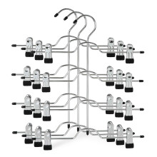 TOPIA HANGER 4 Tier Metal Skirt Hangers for Women, Pants Hanger Space Saving with Adjustable Clips, Gain 70% More Space, Non Slip Grip for Slacks
