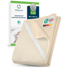 Sensalou Waterproof Mattress Protector 50 x 90 cm Beige â“ Mattress Cover for Bed and Baby Cot