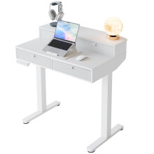 HUANUO Standing Desk with Drawers, 80x53cm, White
