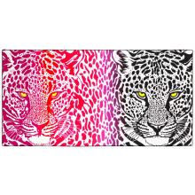 Violetpos Pink & Black Dual Leopard Beach Towel, Extra Large 180x90 cm 250GSM Microfibre, Sand Free Quick Dry