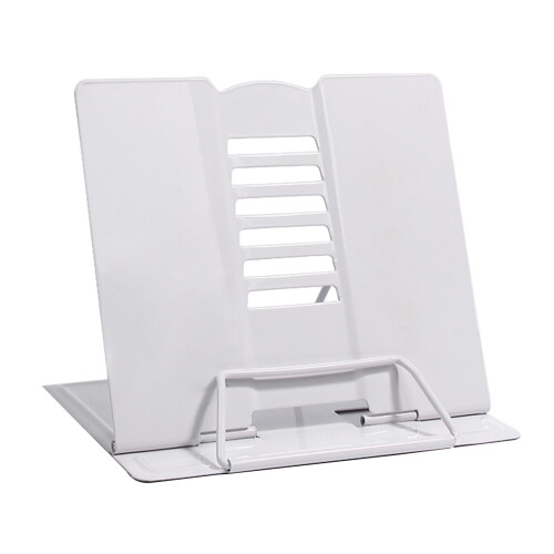 Book Stand, Multifunctional Metal Book Holder for Reading (White)