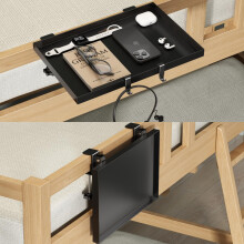 Magheo Bedside Shelf Foldable, Metal Clip-On Bunk Bed Shelf for Top Bunk, Heavy Duty Bed Side Table Tray for College Dorm Room Essentials