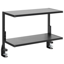 VIVO Clamp-on 61cm Above or Below Desk 2-Tier Shelving Unit for Table Accessories, Gaming Devices, and More, Storage Tray, Desktop Organizer, Black