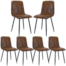 Artist Hand Set of 6 Dining Chairs for Living Room Dining Room, Vintage Faux Suede Dining Chairs Set of 6 with Upholstered Seat Solid Metal Legs