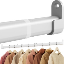 Mavivegue Wardrobe Clothes Rail 42-100 cm Oval Clothes Rail Extendable 28 mm Clothes Rail Wall Mounted for Cupboard Wardrobe Laundry Room