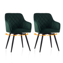 TUKAILAi Velvet Swivel Dining Chairs Set of 2 with Arms, for Dining Room