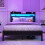 VERFARM 4ft6 Double Size Bed Frame with LED Lights Storage Upholstered Headboard and Charging Station, Solid Metal Platform Bed Double Size 1