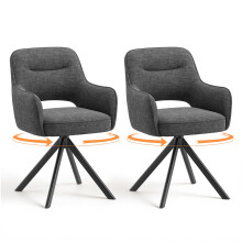 COLAMY 360ÂSwivel Dining Chairs Set of 2, Fabric Chairs for Dining Room with Armrests, Hollow Backrest and Thick Seat Cushion