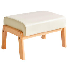 IBUYKE 10.2â H Small Foot Stool Ottoman, Rectangle PU Faux Leather Foot Rest with Padded Seat and Wood Legs