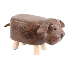 Ioensy Animal Footstool Upholstered Ottoman Foot Rest Shoe Changing Stool for Living Room, Brown