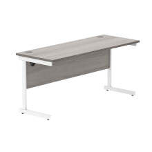 Office Hippo Essentials Rectangular Writing Computer Work Place, Home Office Desk with Cable Port Management, MFC, Alaskan Grey Oak, 160x60cm