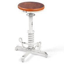 BOKKOLIK Vintage Industrial Bar Stool 24-28 Inch Height Adjustable Home Kitchen Gaming Chair Guitar Stool with Wooden Swivel Seat