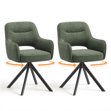 COLAMY 360ÂSwivel Dining Chairs Set of 2, Fabric Chairs for Dining Room with Armrests, Hollow Backrest and Thick Seat Cushion