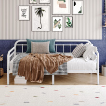 HAHRIR Metal Daybed Frame 90 x 190cm, Single Bed Size with Steel Slats Platform Furniture,Fits 3ft Mattress for Bedroom Living Room Guest Room
