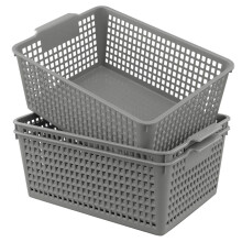 Bblina 3-pack Grey Plastic Kitchen Cupboard Storage Baskets, Plastic Storage Boxes Without Lid