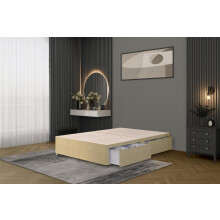 Bed Centre Flexby Divan Bed Base, 3FT Single, Linen Beige Fabric