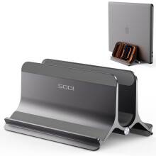 SODI Vertical Laptop Stand Holder for Desk, Automatic Adjustable Multi-Device Organizer, Aluminum Laptop Holder Vertical Compatible with MacBook Pro