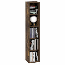 Furinno FULDA 5-Tier Tall Narrow Bookshelf, Standing Bookcase with 25.4 cm Width Storage Shelf, 23.6 x 24.9 x 131.8 cm, for Organization Storage